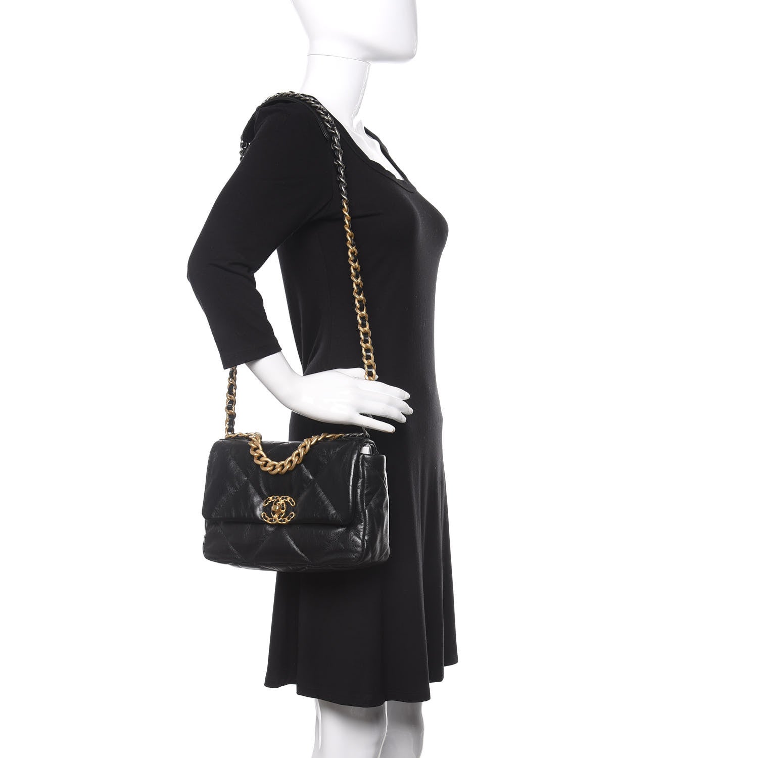 Chanel Goatskin Quilted Medium 19 Flap Black 2 of 10