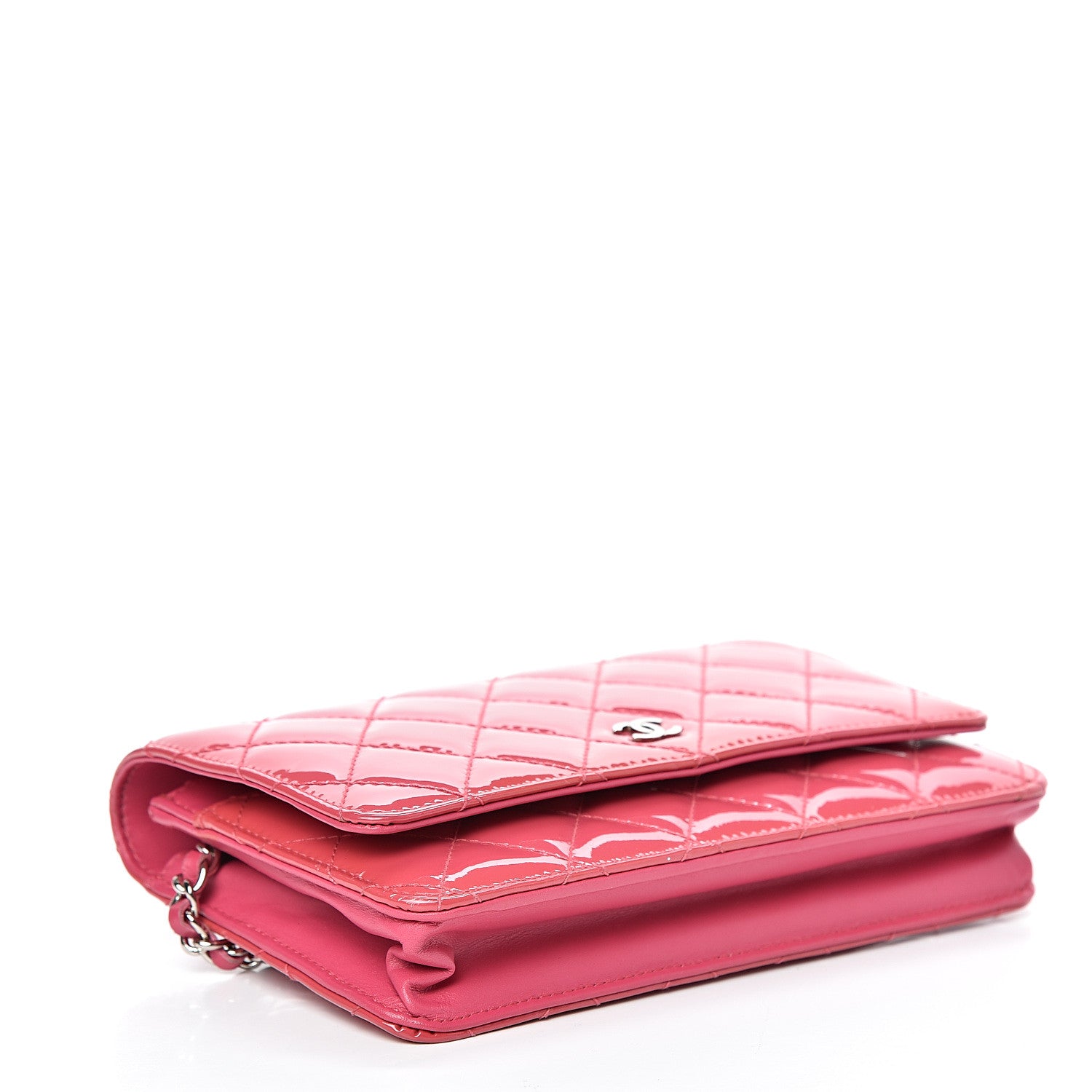 Chanel Patent Quilted Wallet On Chain WOC Fuchsia 3 of 14