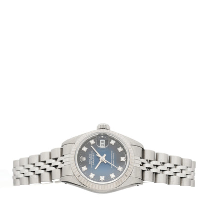 Rolex Stainless Steel 18K White Gold Diamond 26mm Oyster Perpetual Datejust Watch Blue Gradient 69174 2 of 4