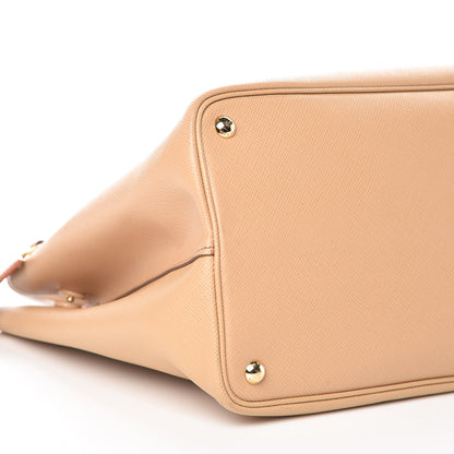 Prada Saffiano Cuir Large Double Bag Noisette Papaya 5 of 9