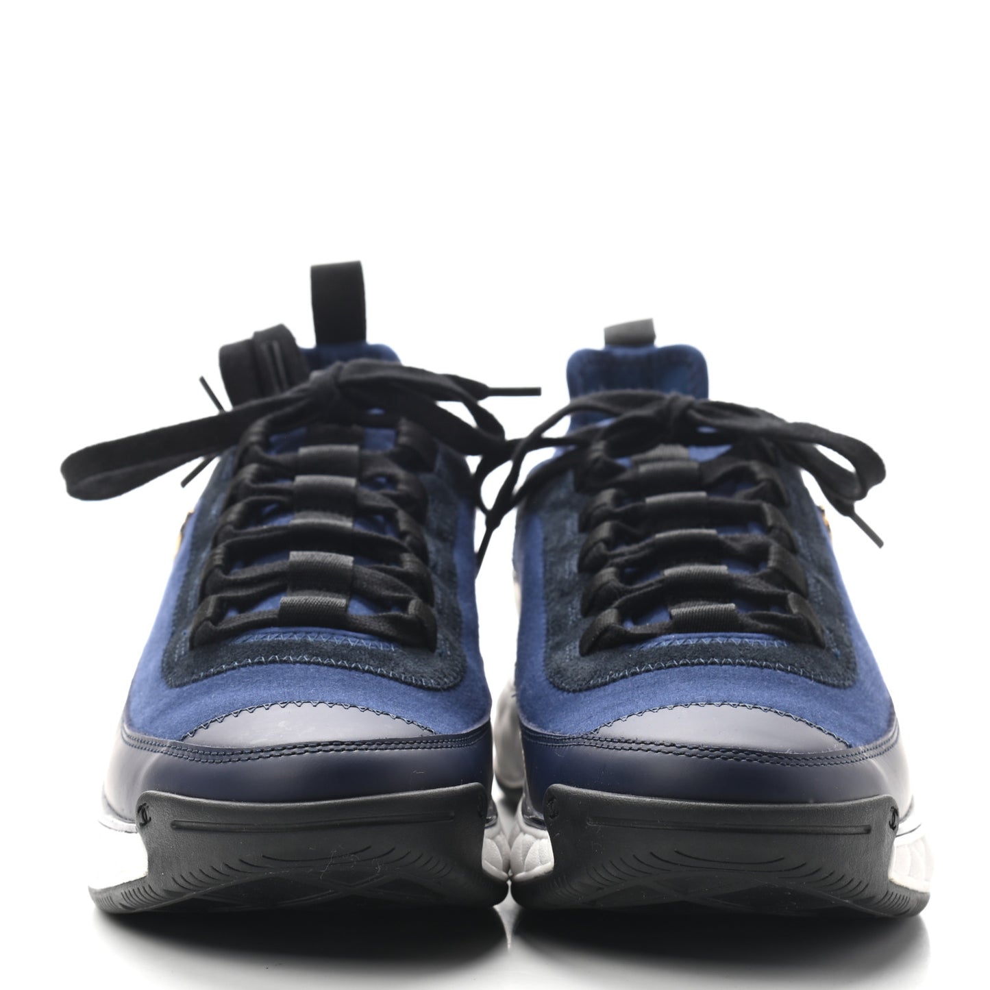 Suede Calfskin Mixed Fibers CC Sneakers 40 Navy