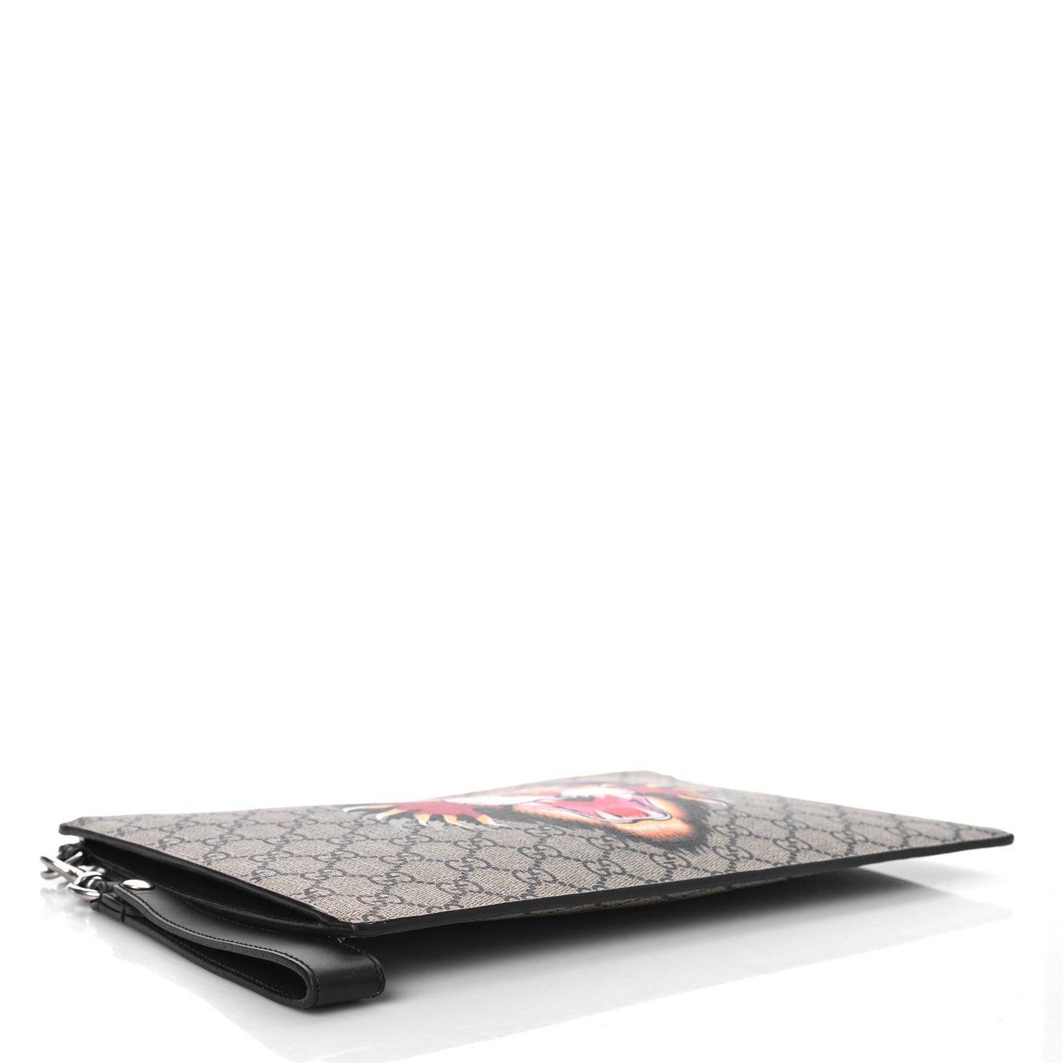 Gucci GG Supreme Monogram Angry Cat Zip Wristlet Pouch Beige 4 of 8