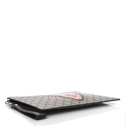 Gucci GG Supreme Monogram Angry Cat Zip Wristlet Pouch Beige 4 of 8