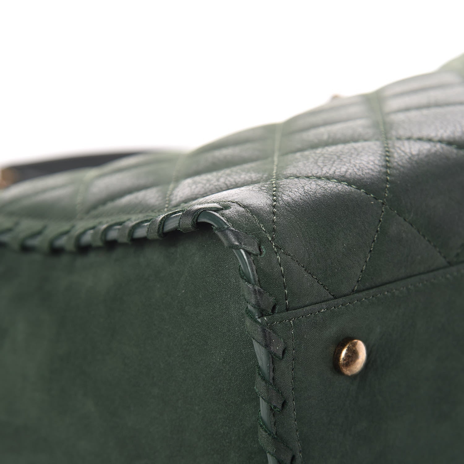 Chanel Iridescent Calfskin Quilted Happy Stitch Shopping Tote Green 14 of 15
