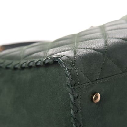 Chanel Iridescent Calfskin Quilted Happy Stitch Shopping Tote Green 14 of 15