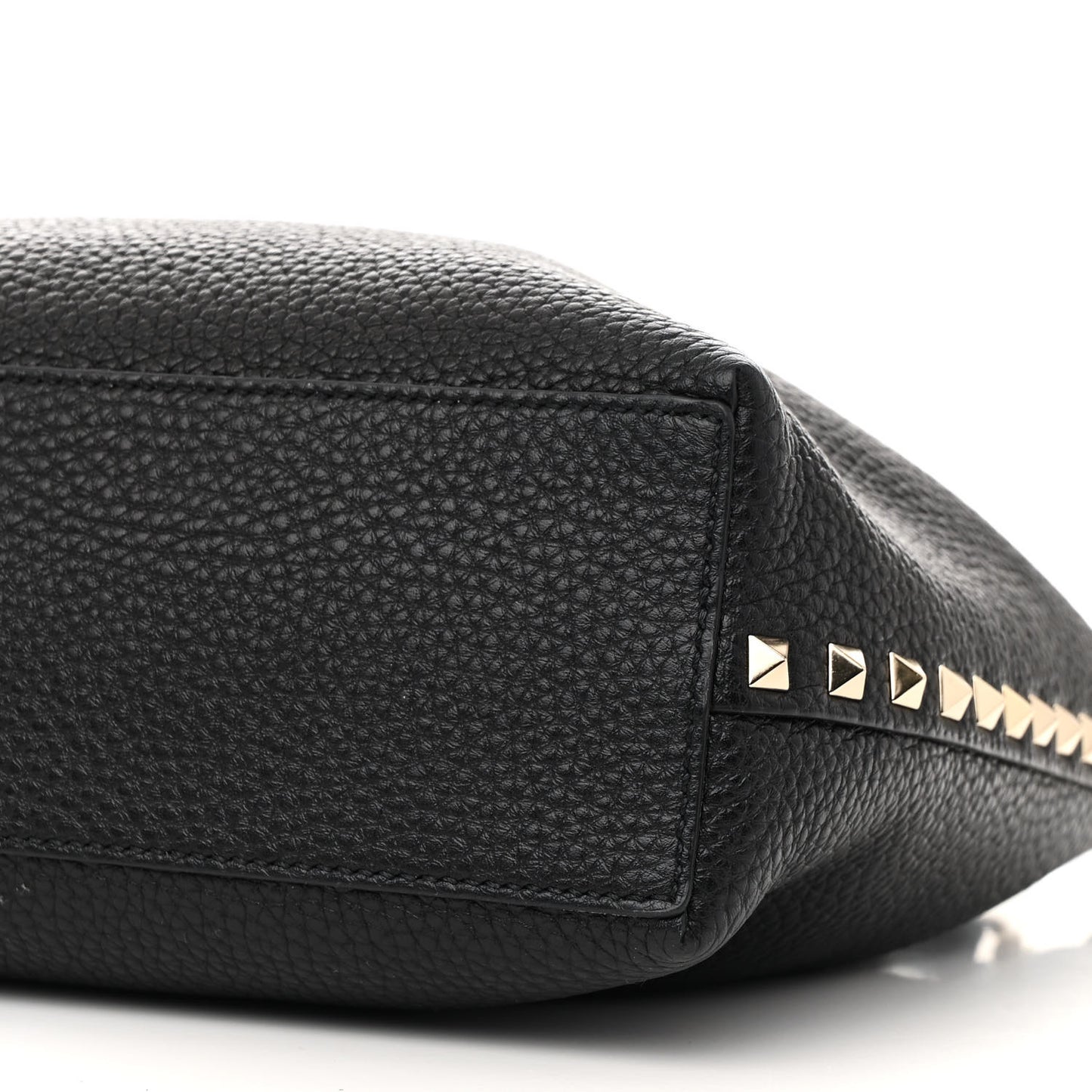 Grained Calfskin Small Rockstud Flip Lock Tote Black Rose Quartz