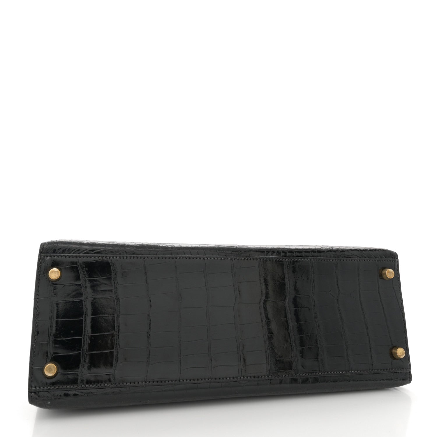 Hermes Shiny Porosus Crocodile Kelly Sellier 32 Black 4 of 11