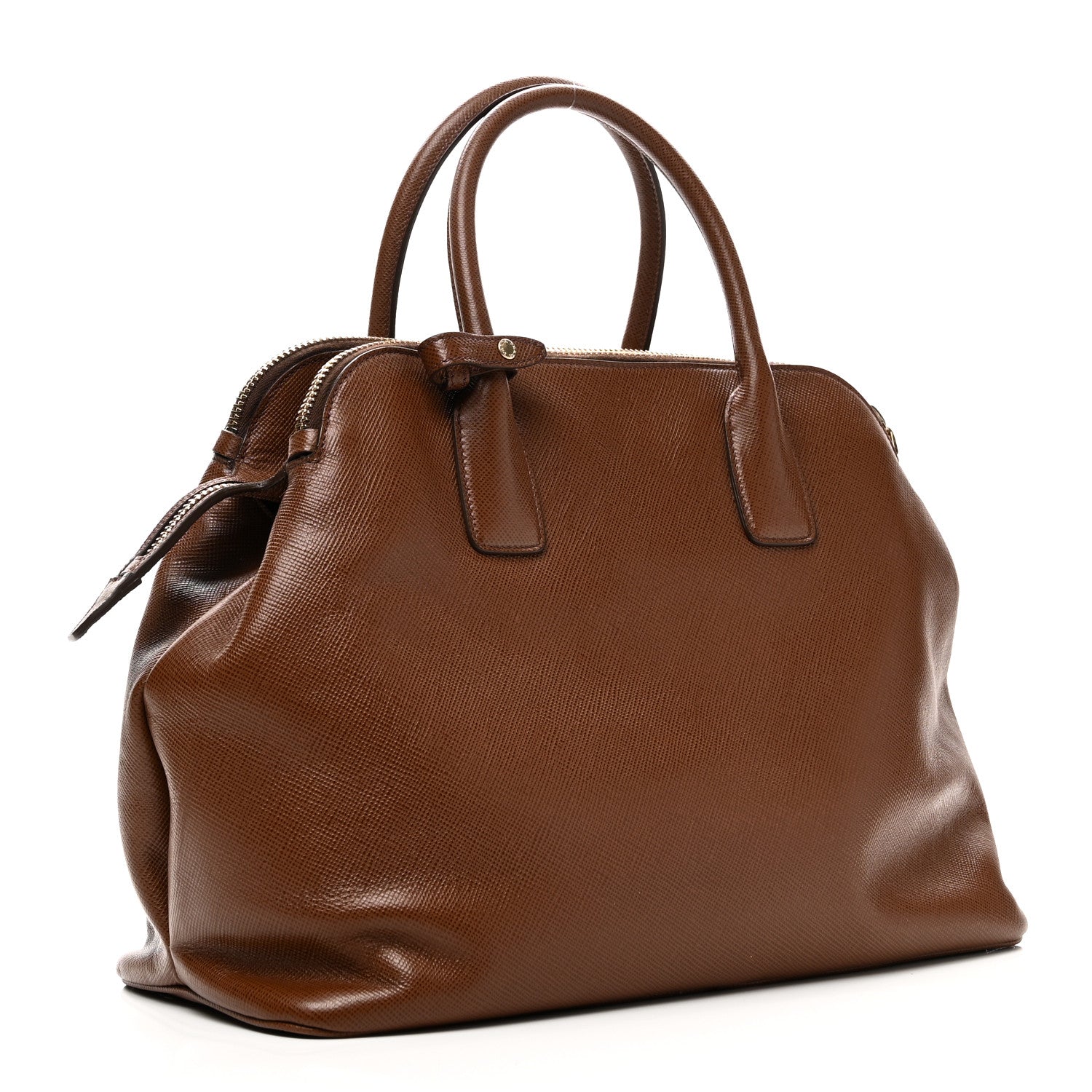 Prada Saffiano Cuir Top Handle Dome Tote Palissandro 3 of 9