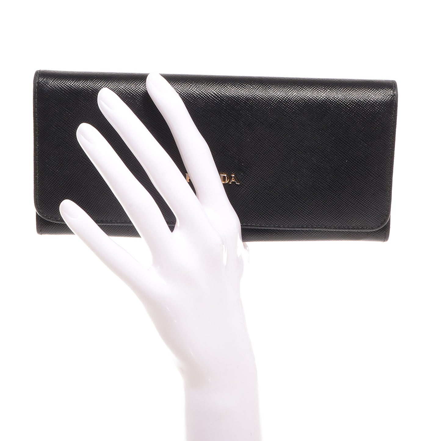 Saffiano Metal Continental Flap Wallet Nero Black