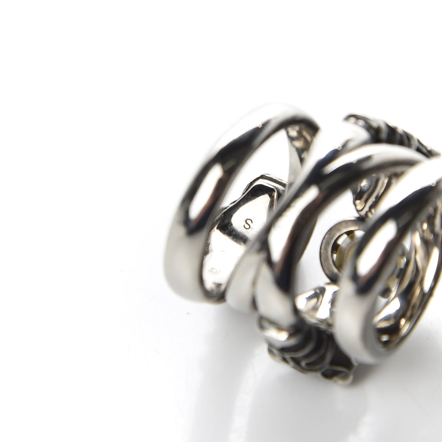 Pearl Tiger Heads Double Wrap Ring 6.5 Silver