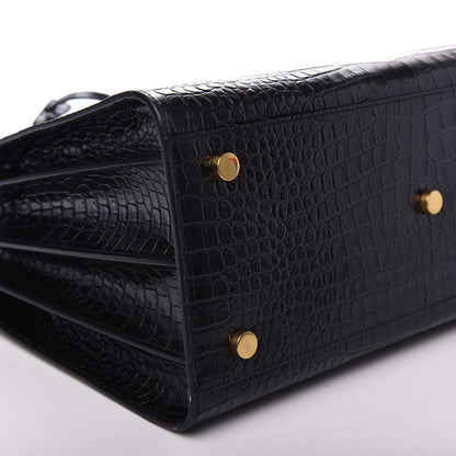 Saint Laurent Calfskin Crocodile Embossed Small Sac de Jour Black 9 of 10