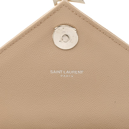 Saint Laurent Grain De Poudre Mixed Matelasse Large Triquilt Monogram Satchel Dark Beige 6 of 14