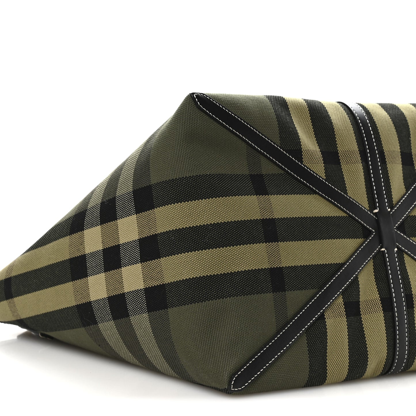 Check Canvas Medium Beach Tote Military Green