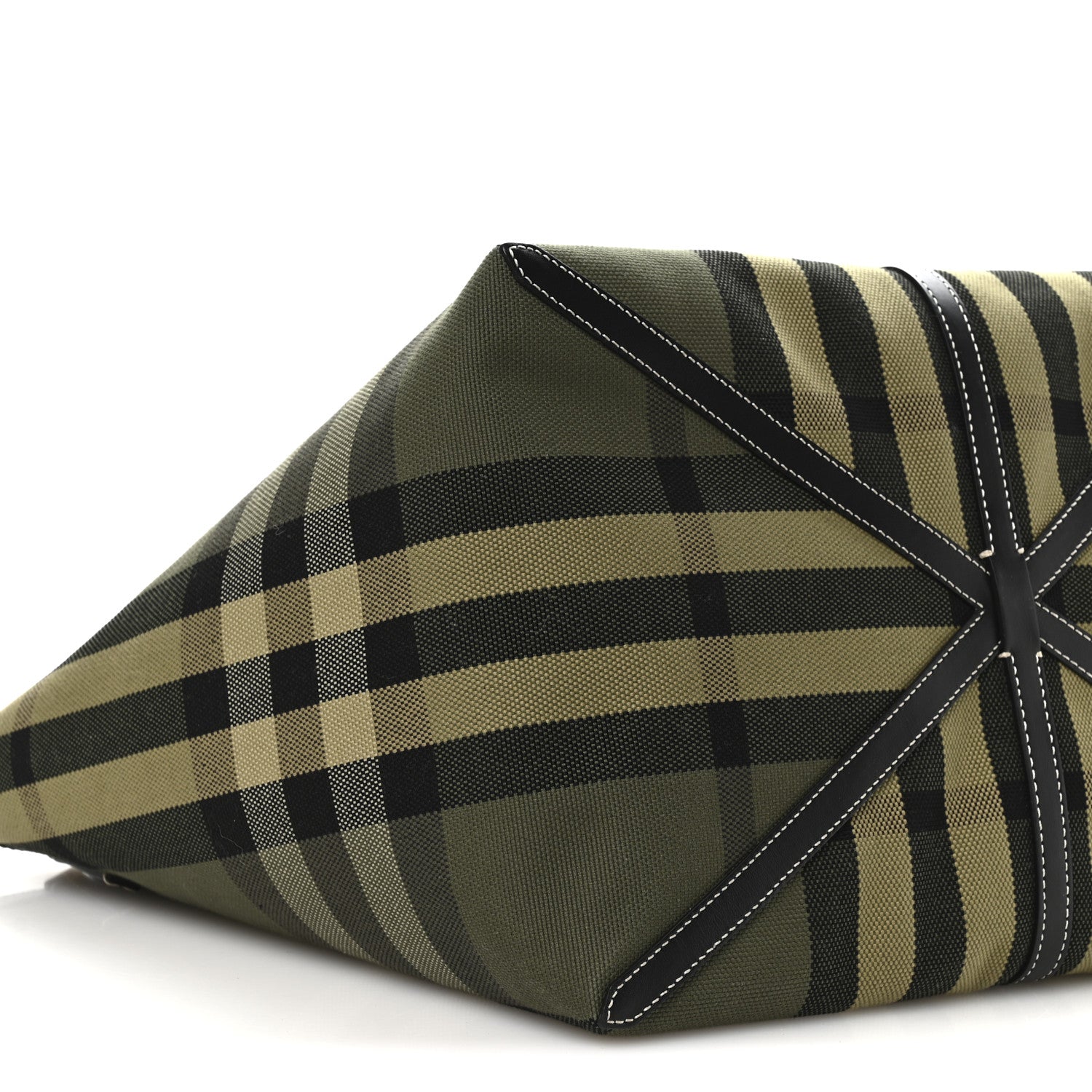 Burberry Check Canvas Medium Beach Tote Military Green 10 of 11