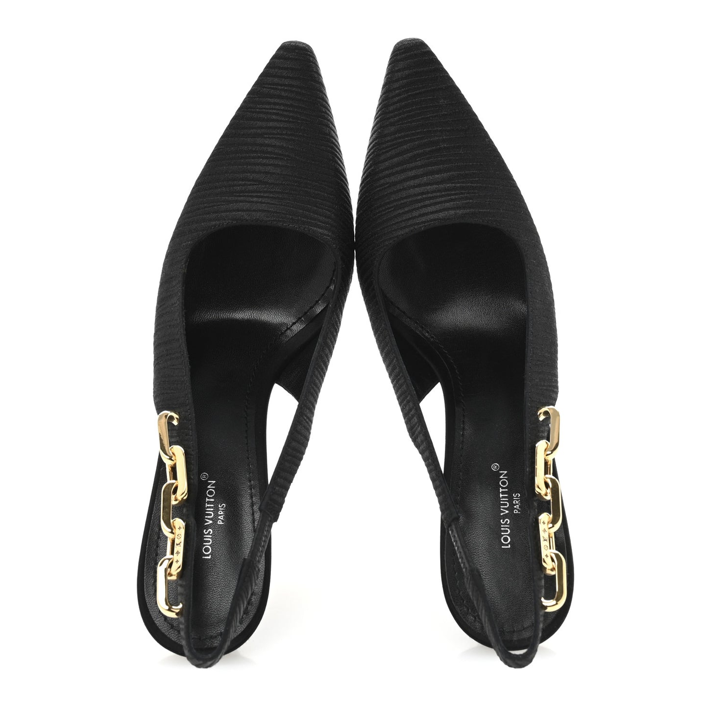 Embroidered Fabric Sparkle Slingback Pumps 38.5 Black