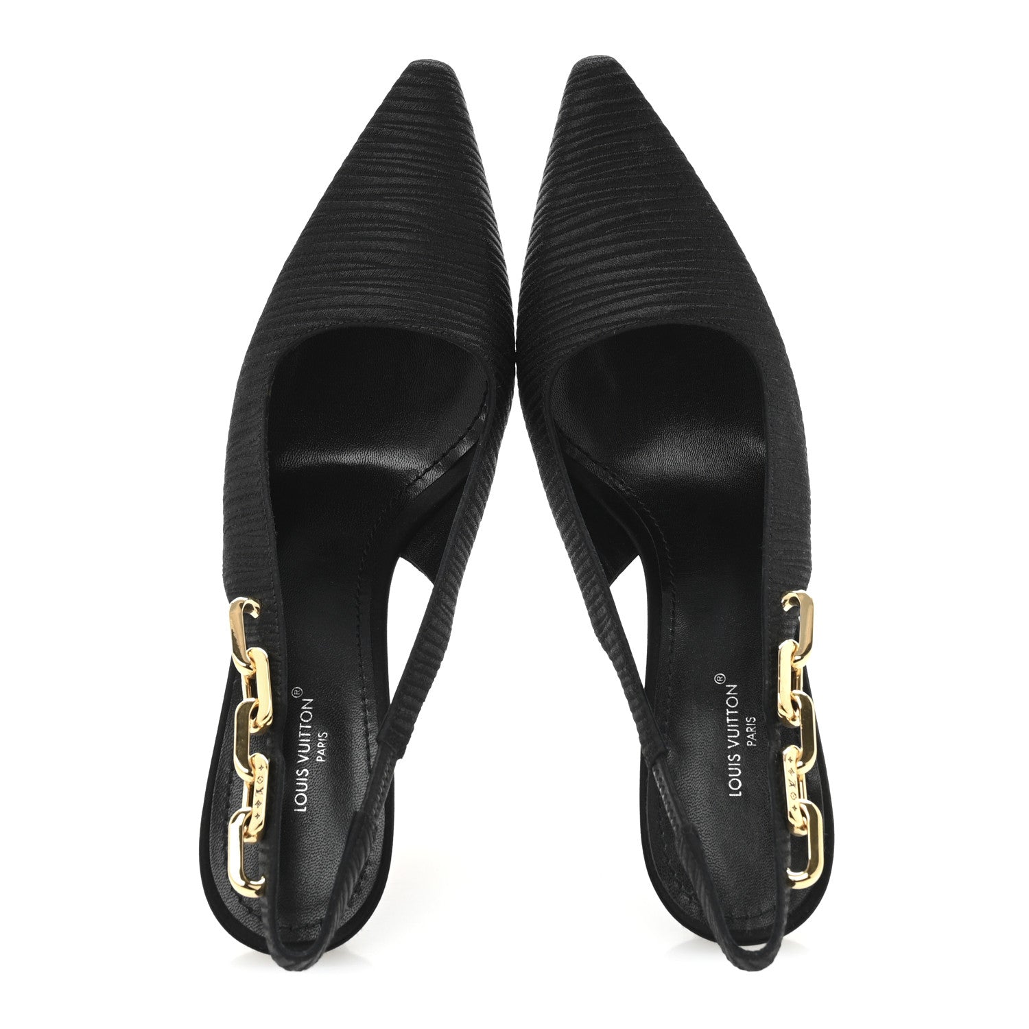 Louis Vuitton Embroidered Fabric Sparkle Slingback Pumps 38.5 Black 2 of 10