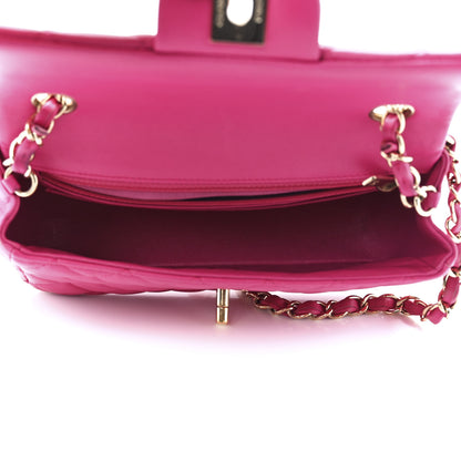 Chanel Lambskin Quilted Mini Rectangular Flap Fuchsia 5 of 13