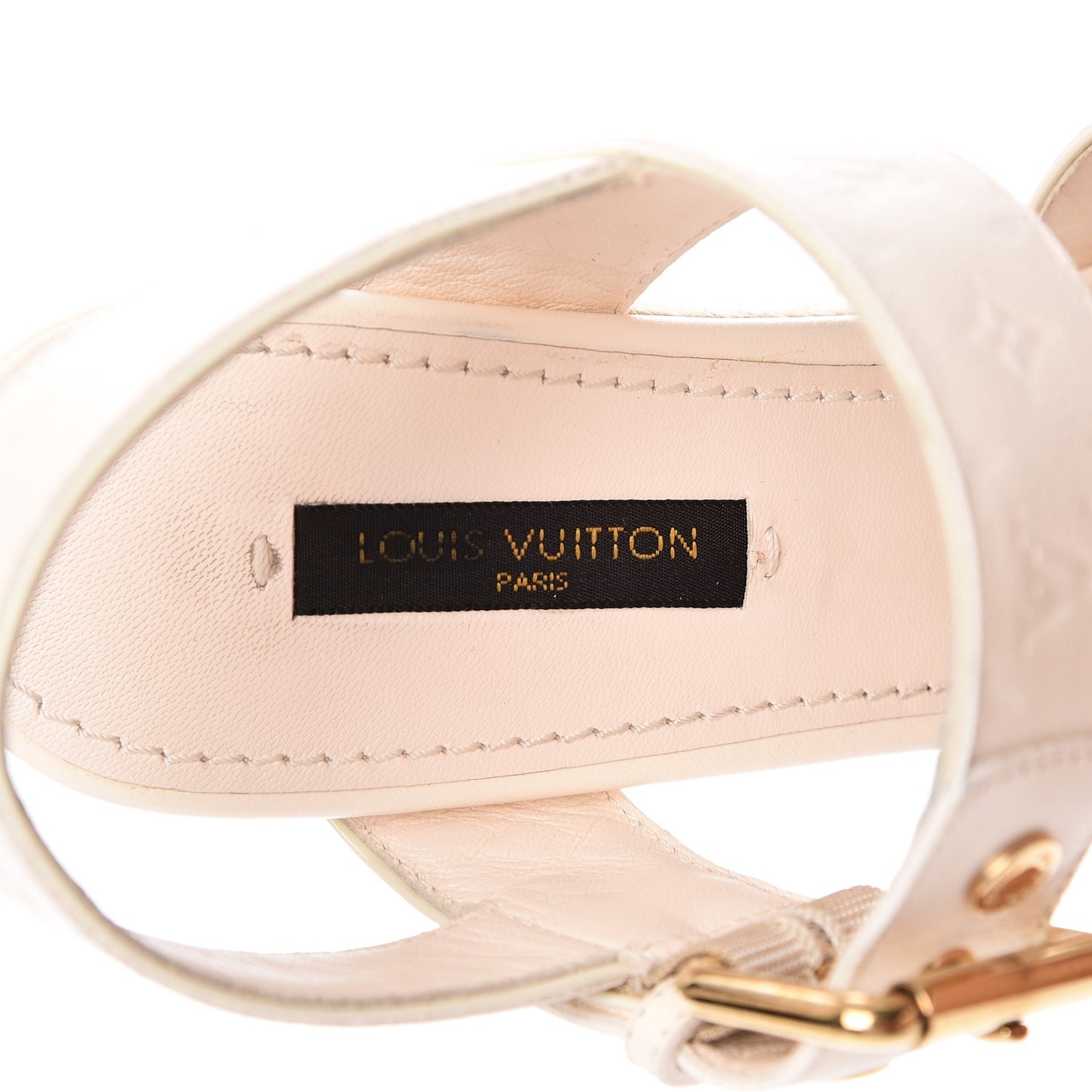 Calfskin Monogram Espadrille Wedge Sandals 35 White