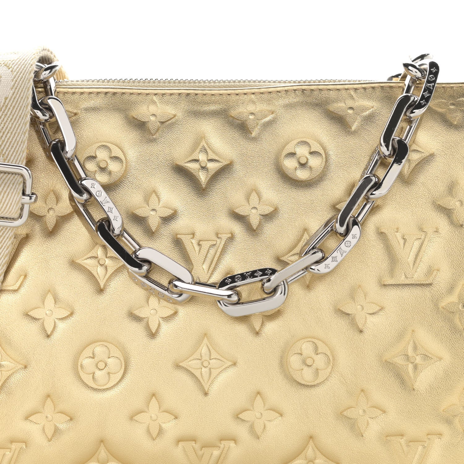 Louis Vuitton Lambskin Embossed Monogram Coussin PM Gold 9 of 11