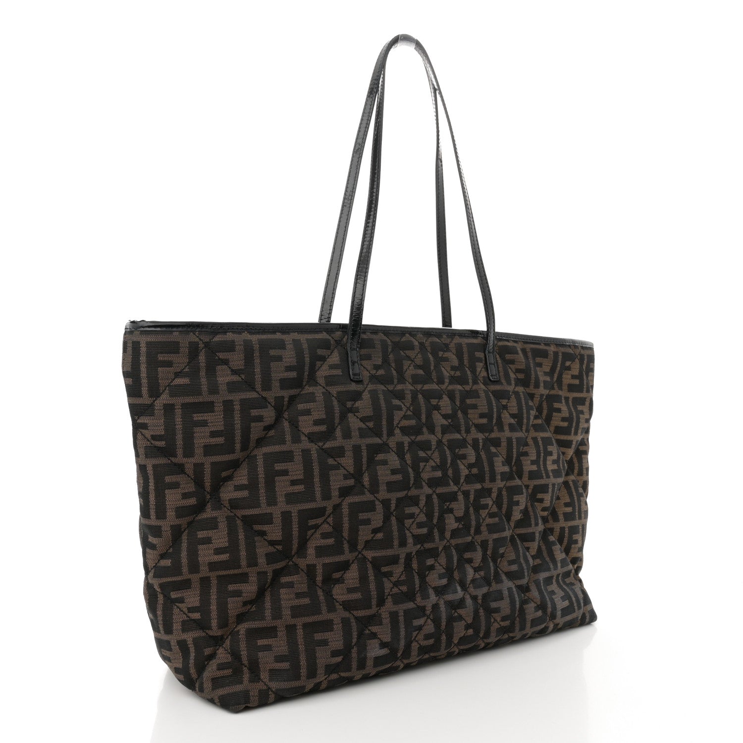 Fendi Zucca Quilted Medium Roll Tote Tobacco Black 3 of 12