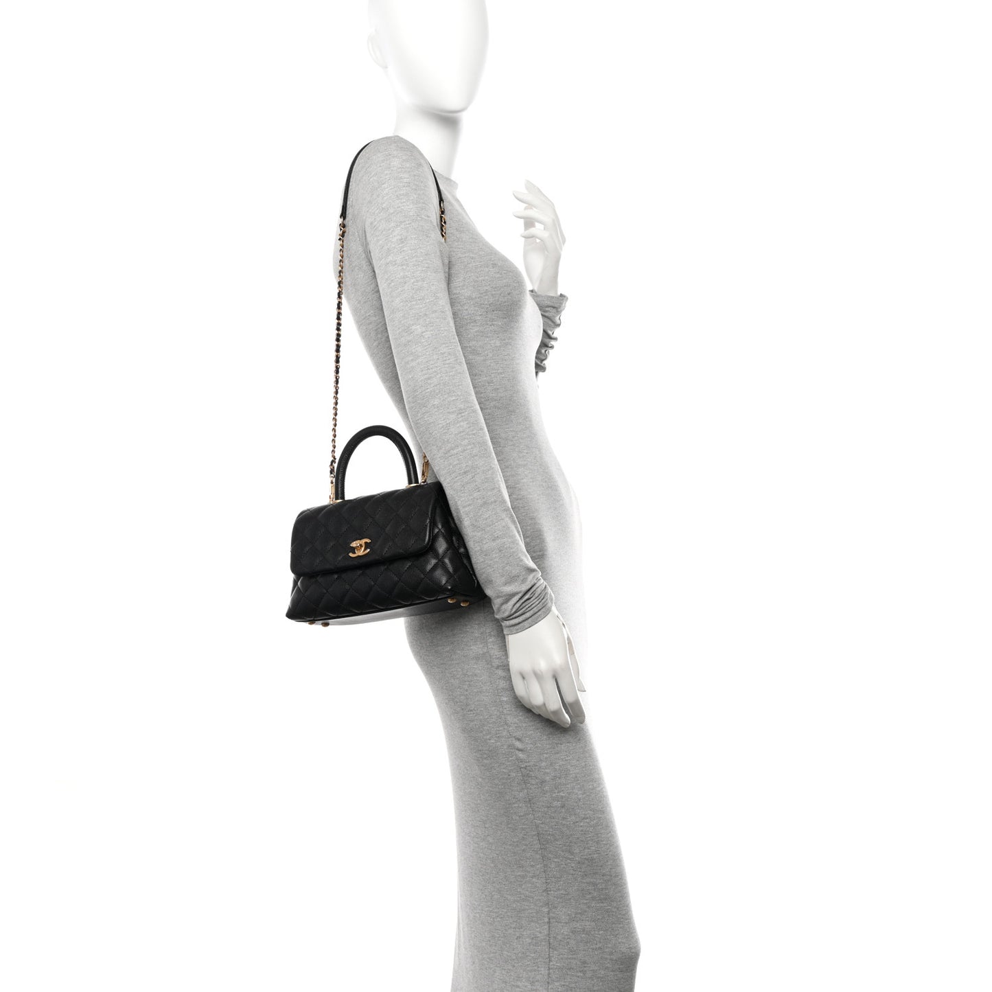 Caviar Quilted Mini Coco Handle Flap Black