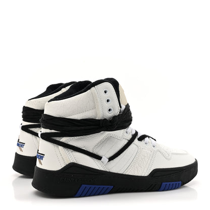 Saint Laurent Calfskin Smith High Top Sneakers 9 White Black 5 of 10