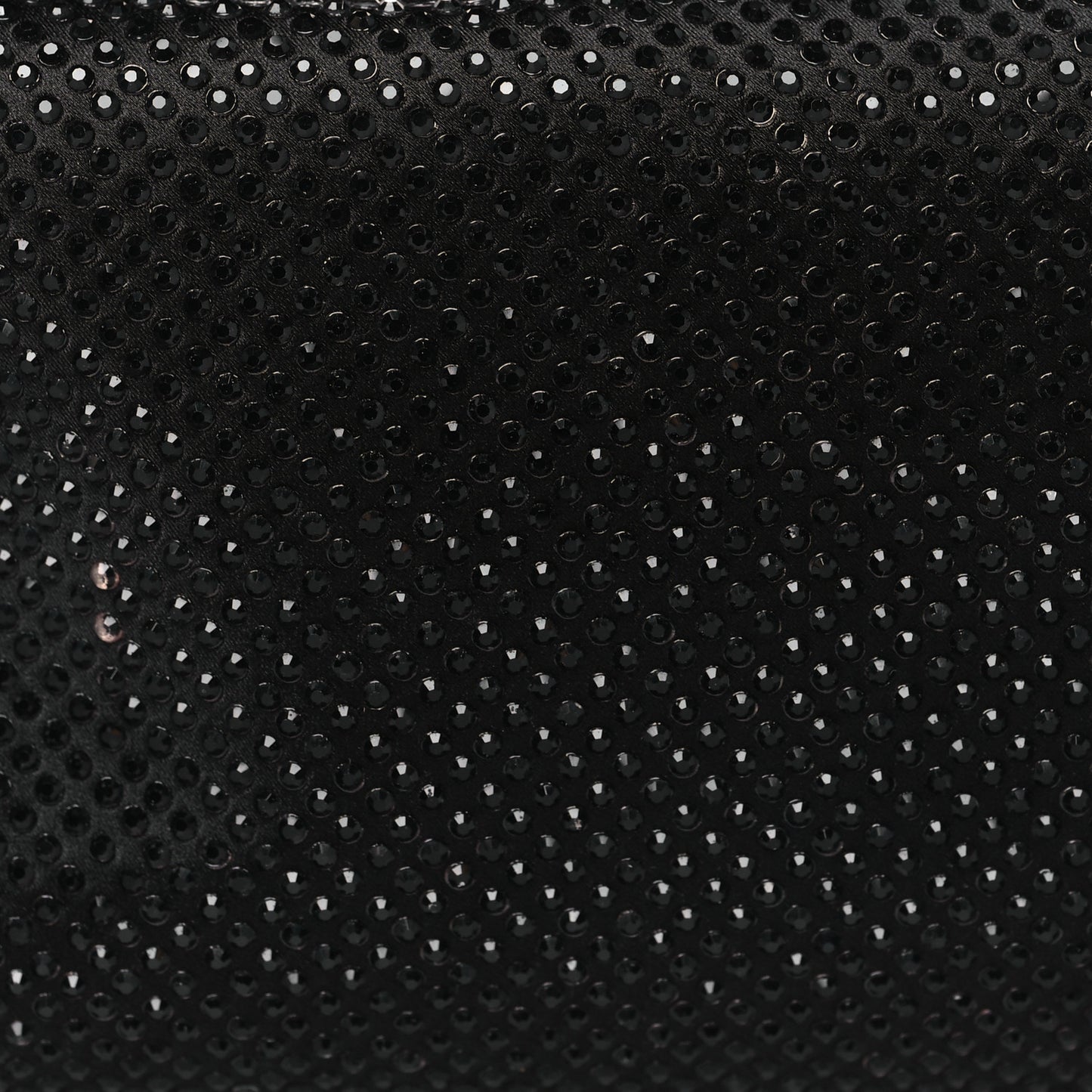 Satin Crystal Rhinestone Mini Scrunchie Clutch  Black