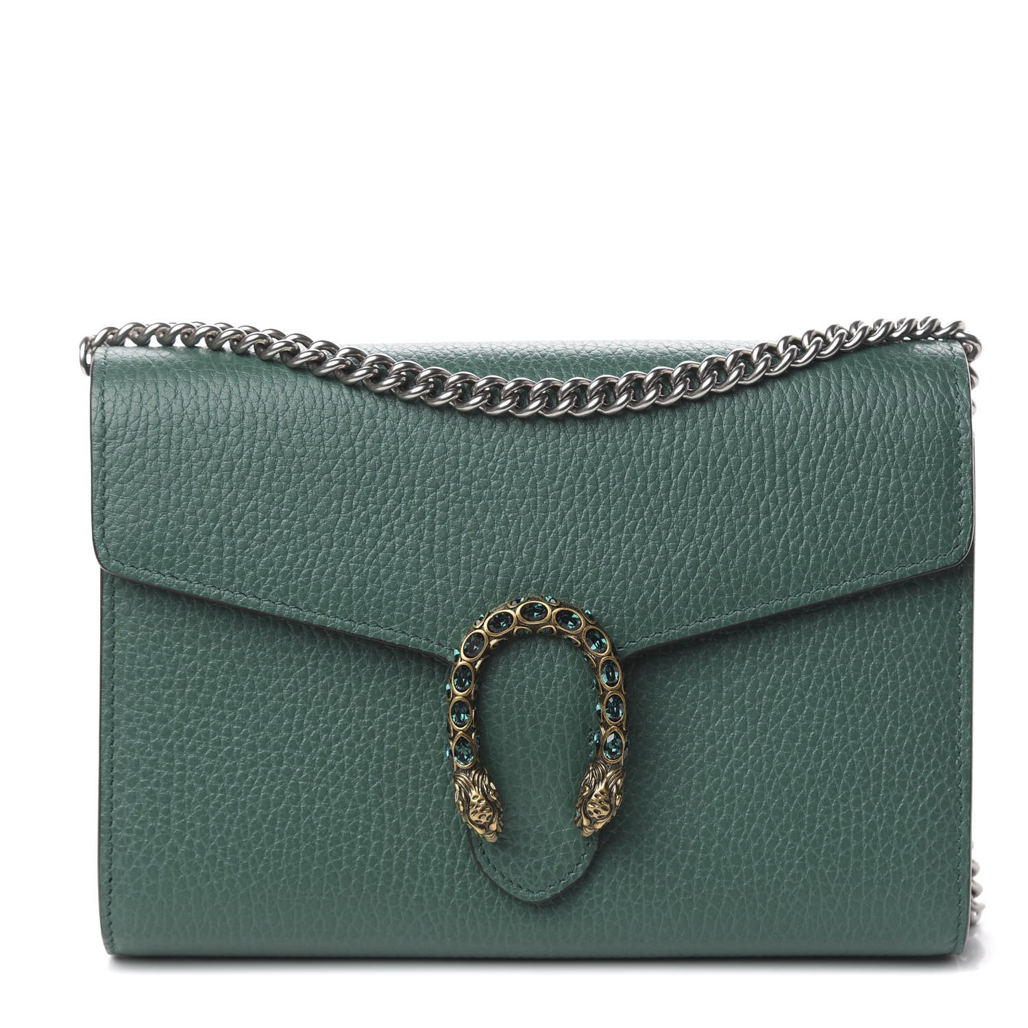 Gucci Calfskin Mini Dionysus Chain Wallet Emerald 1 of 10