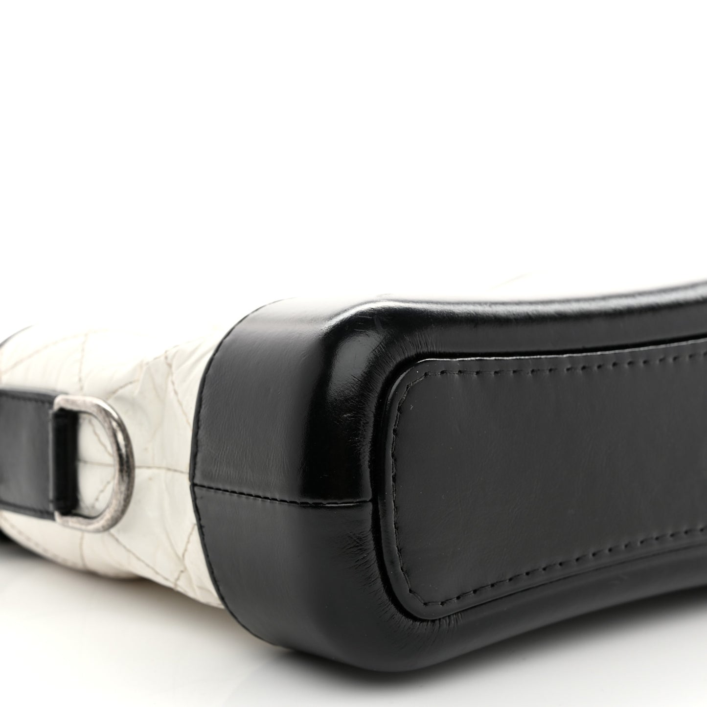 Aged Calfskin Quilted Small Gabrielle Hobo Black White