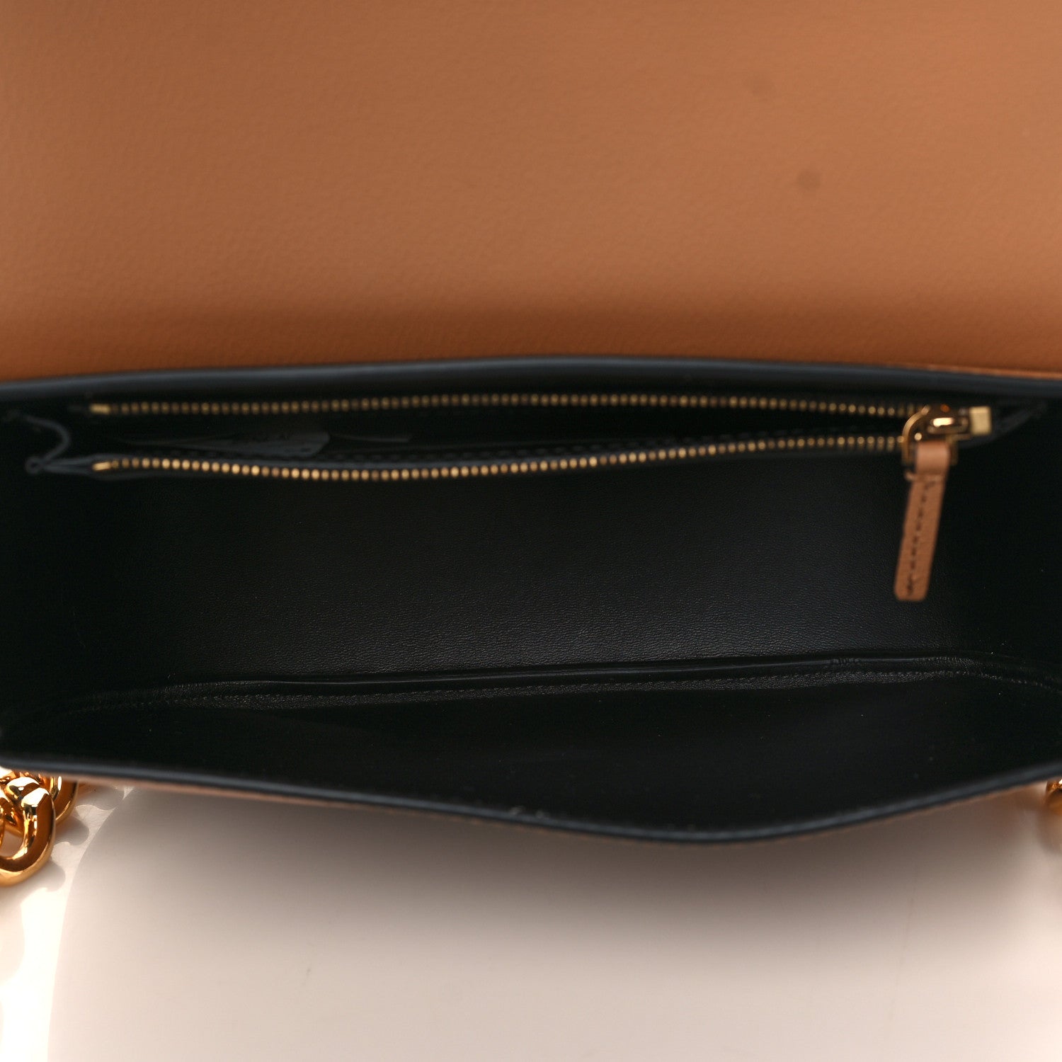 Versace Grained Calfskin La Medusa Chain Clutch Bag Brown 4 of 5