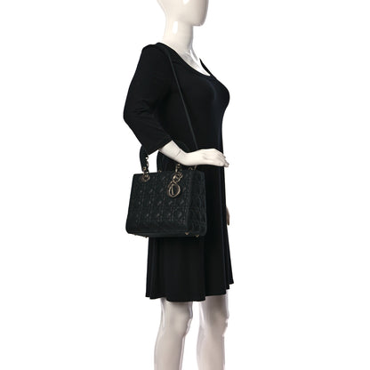 Christian Dior Satin Cannage Medium Lady Dior Black 2 of 15