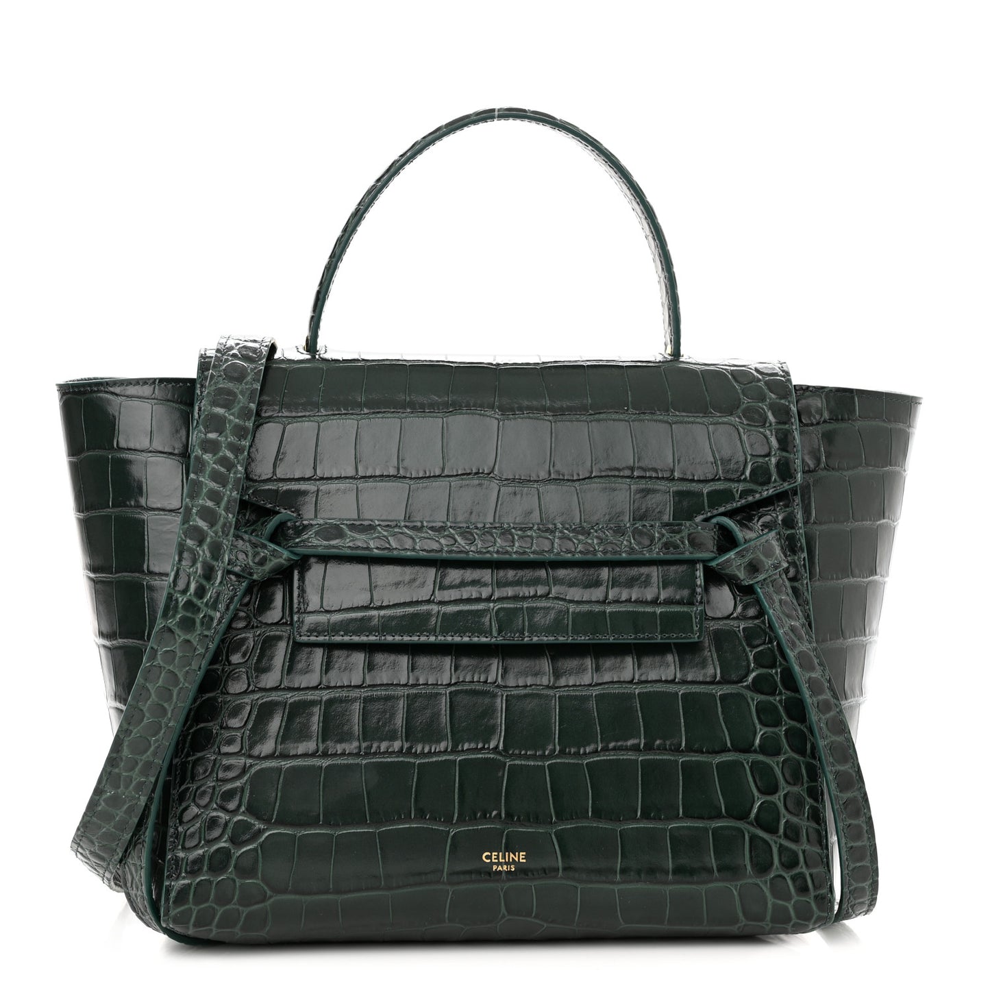 Calfskin Crocodile Embossed Micro Belt Bag Amazone