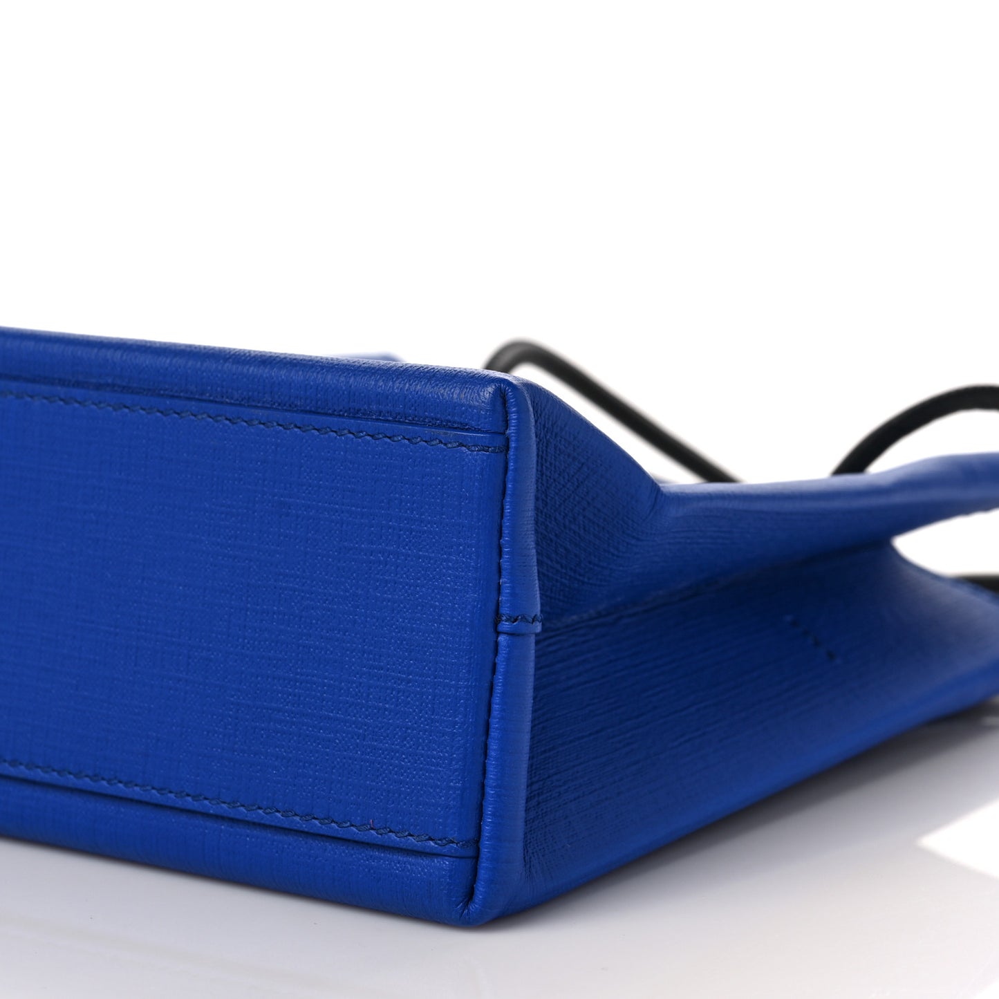 Squared Calfskin Logo Shopping Tote XXS Electric Bleu
