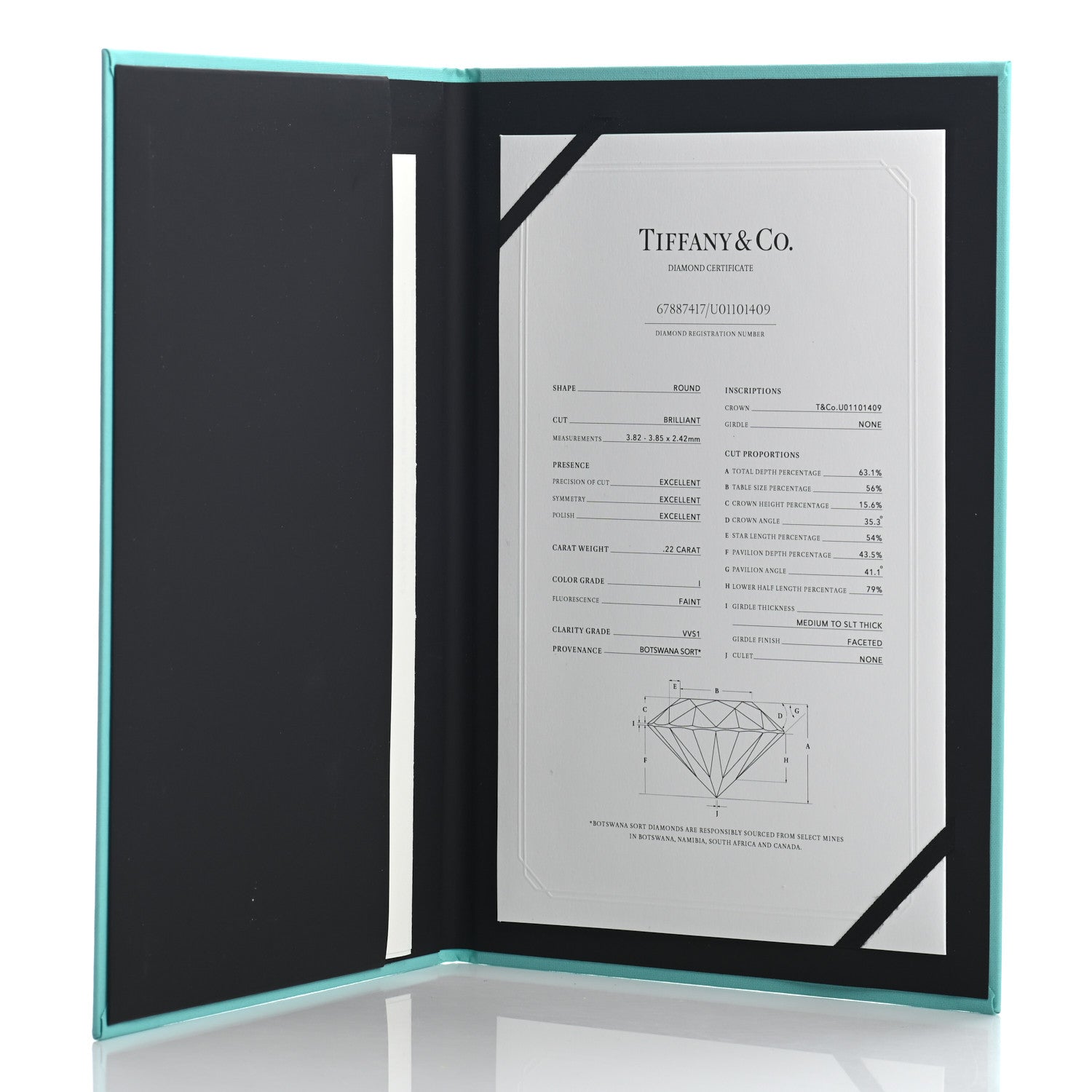 Tiffany Platinum Diamond .22ct Solitaire Engagement Ring 52 6 7 of 7