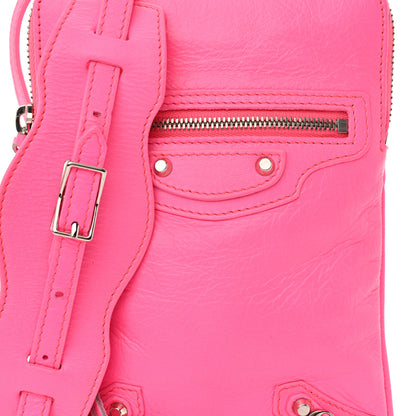 Balenciaga Agneau Silver Hardware Phone Holder Bag Rose Fluo 8 of 12