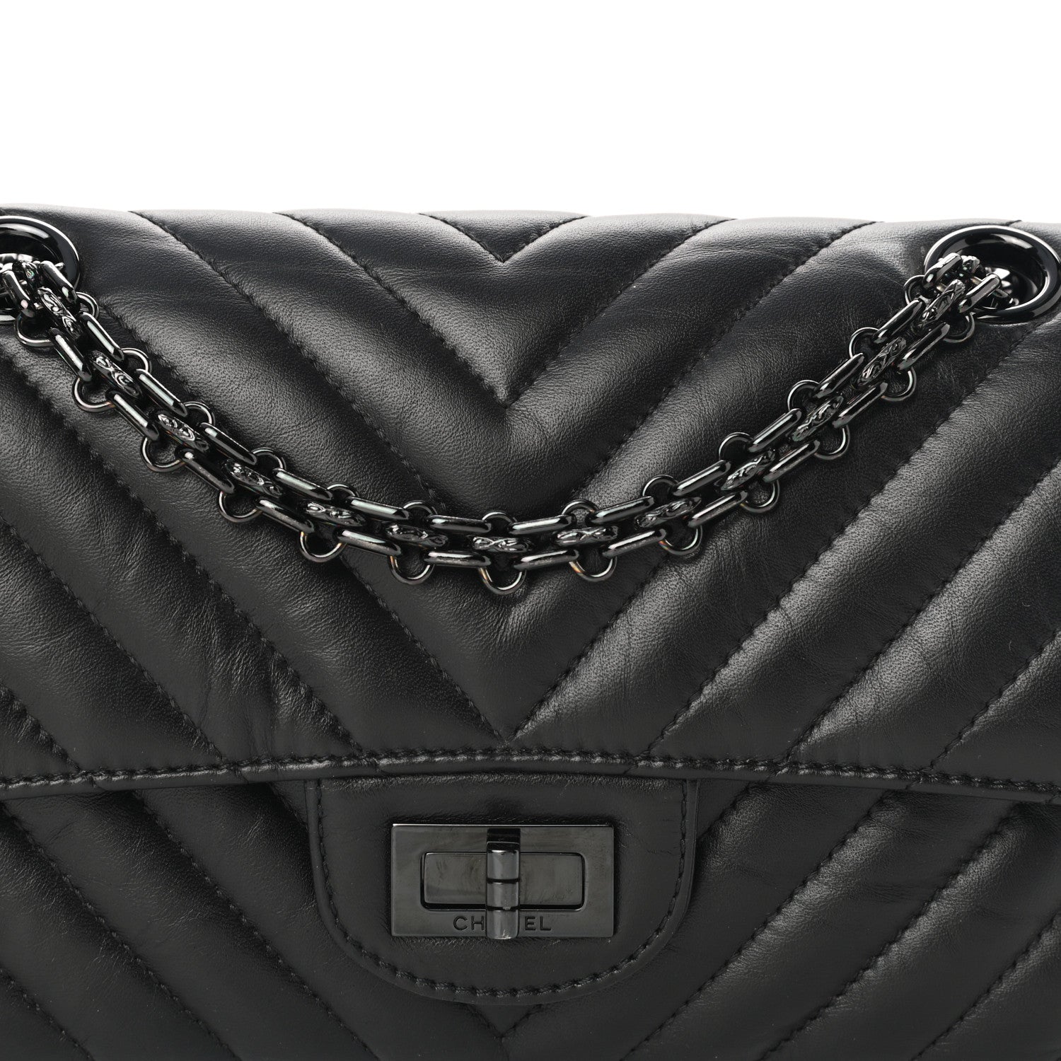 Chanel Aged Calfskin Chevron Quilted 2.55 Reissue Mini Flap So Black 8 of 12