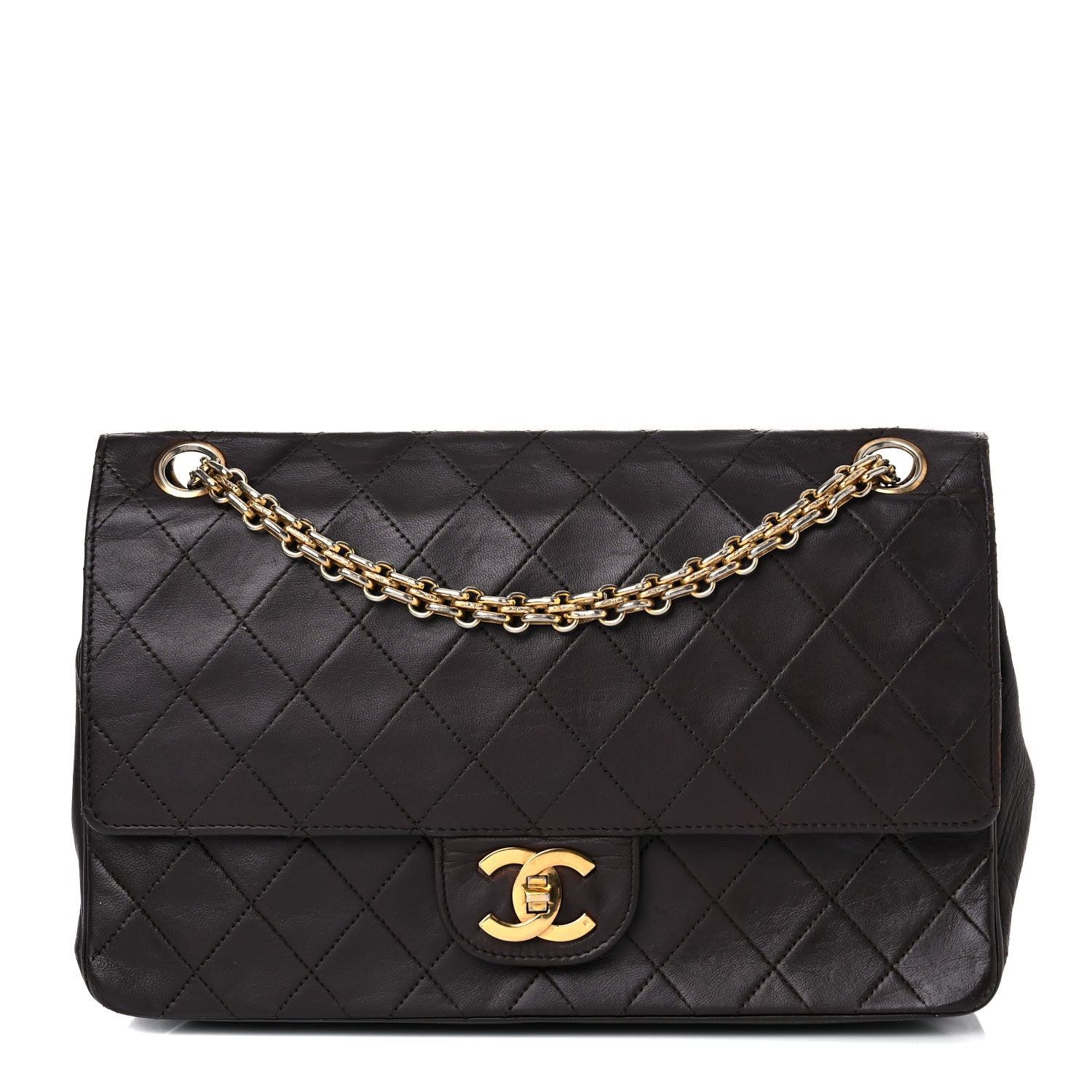 Chanel Lambskin Quilted Medium Bijoux Chain Double Flap Brown 1 of 26