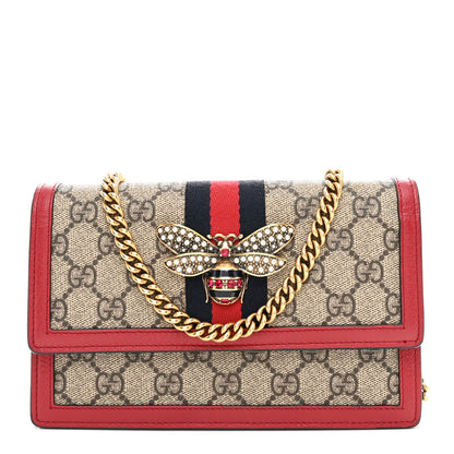 Gucci GG Supreme Monogram Web Queen Margaret Chain Wallet Red 1 of 9