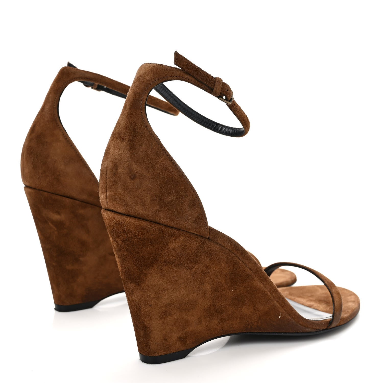 Saint Laurent Suede Lila Wedge Sandals 40 Brown 4 of 8