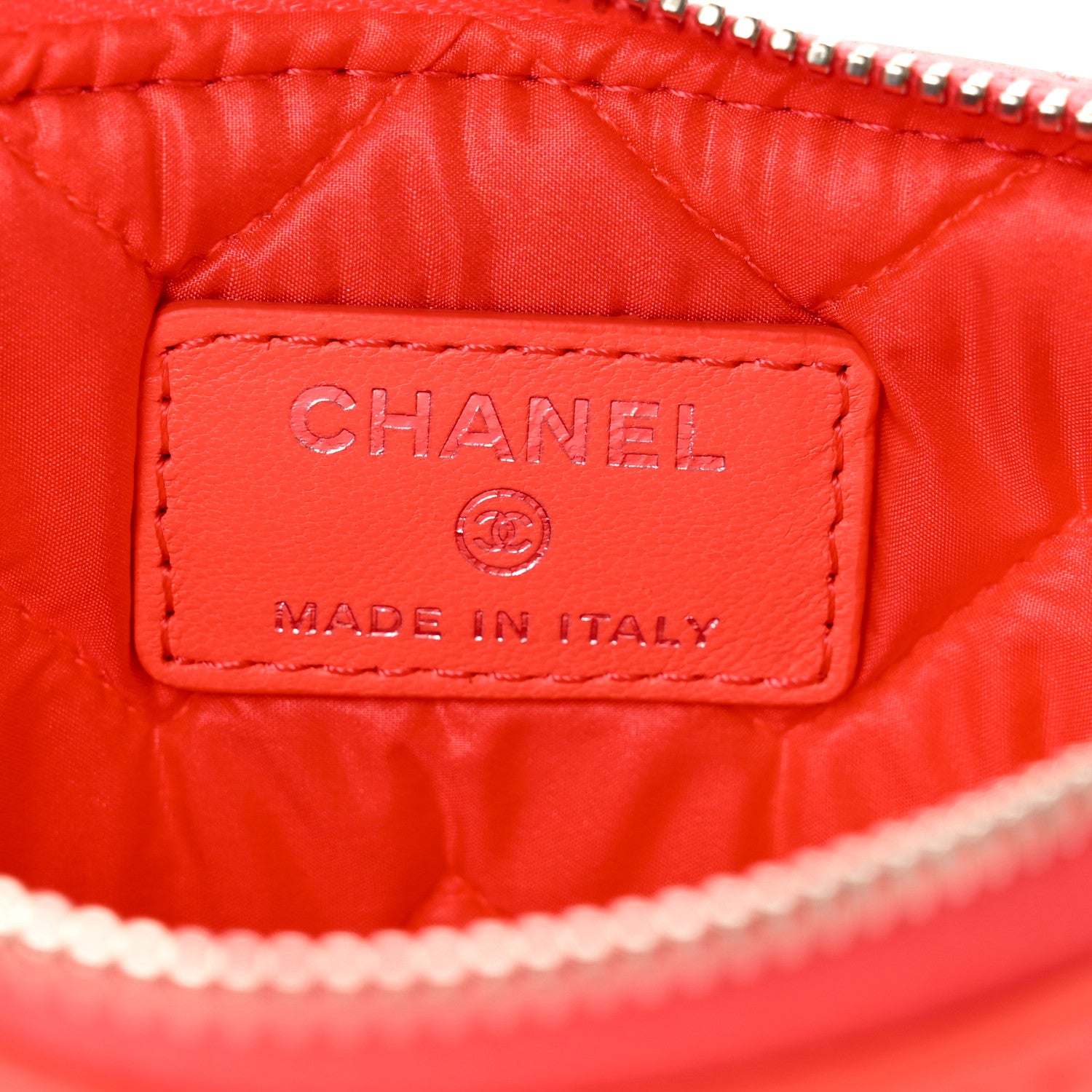 Chanel Lambskin Chevron Quilted Small Cosmetic Case Orange 6 of 8