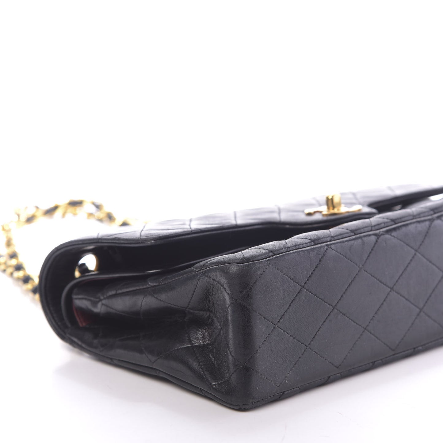 Lambskin Quilted Medium Double Flap Black