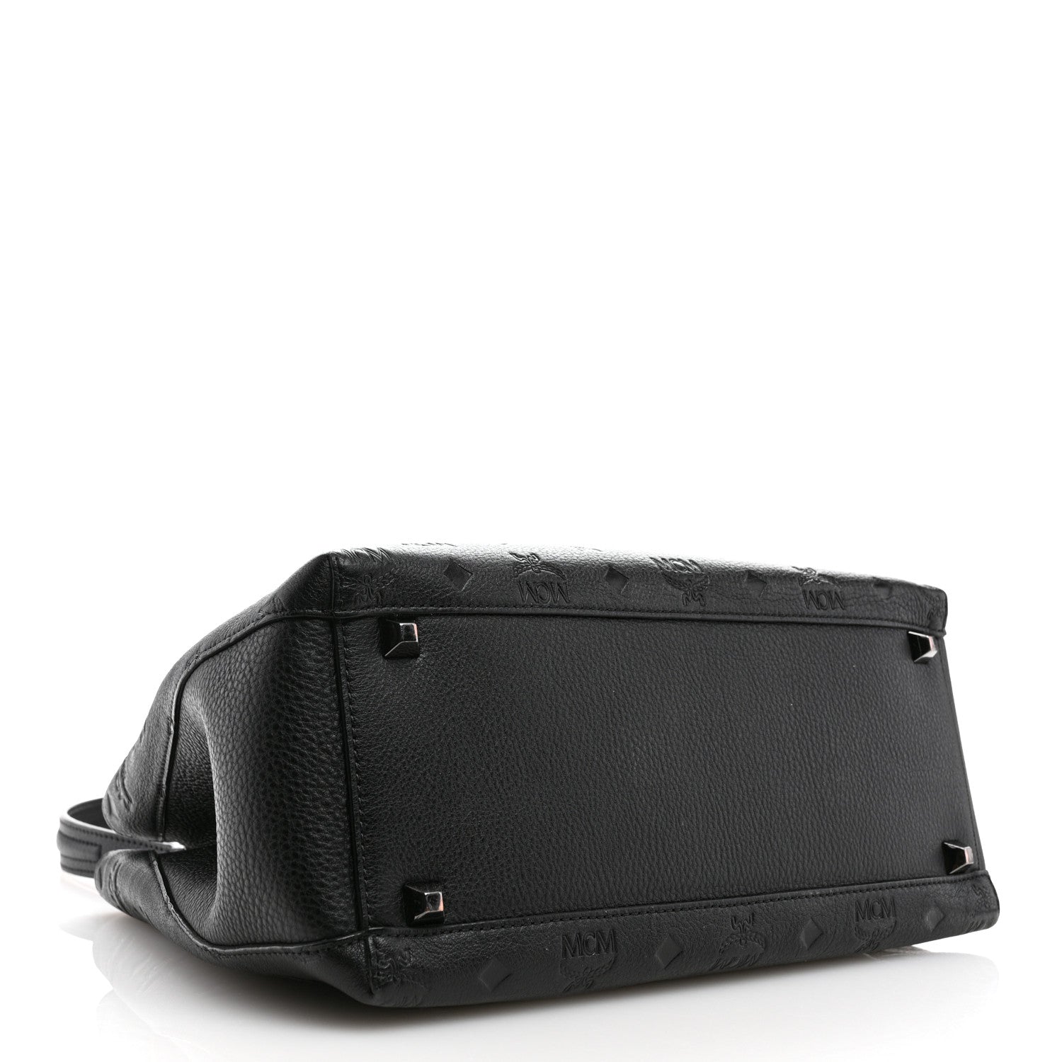 MCM Calfskin Ottomar Monogram Sarah Convertible Hobo Black 4 of 10