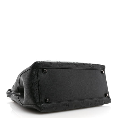 MCM Calfskin Ottomar Monogram Sarah Convertible Hobo Black 4 of 10