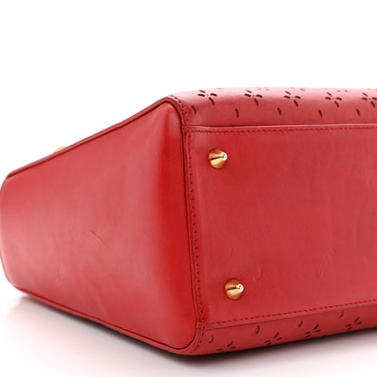 Christian Dior Calfskin Laser Cut Medium Lady Dior Red 9 of 14