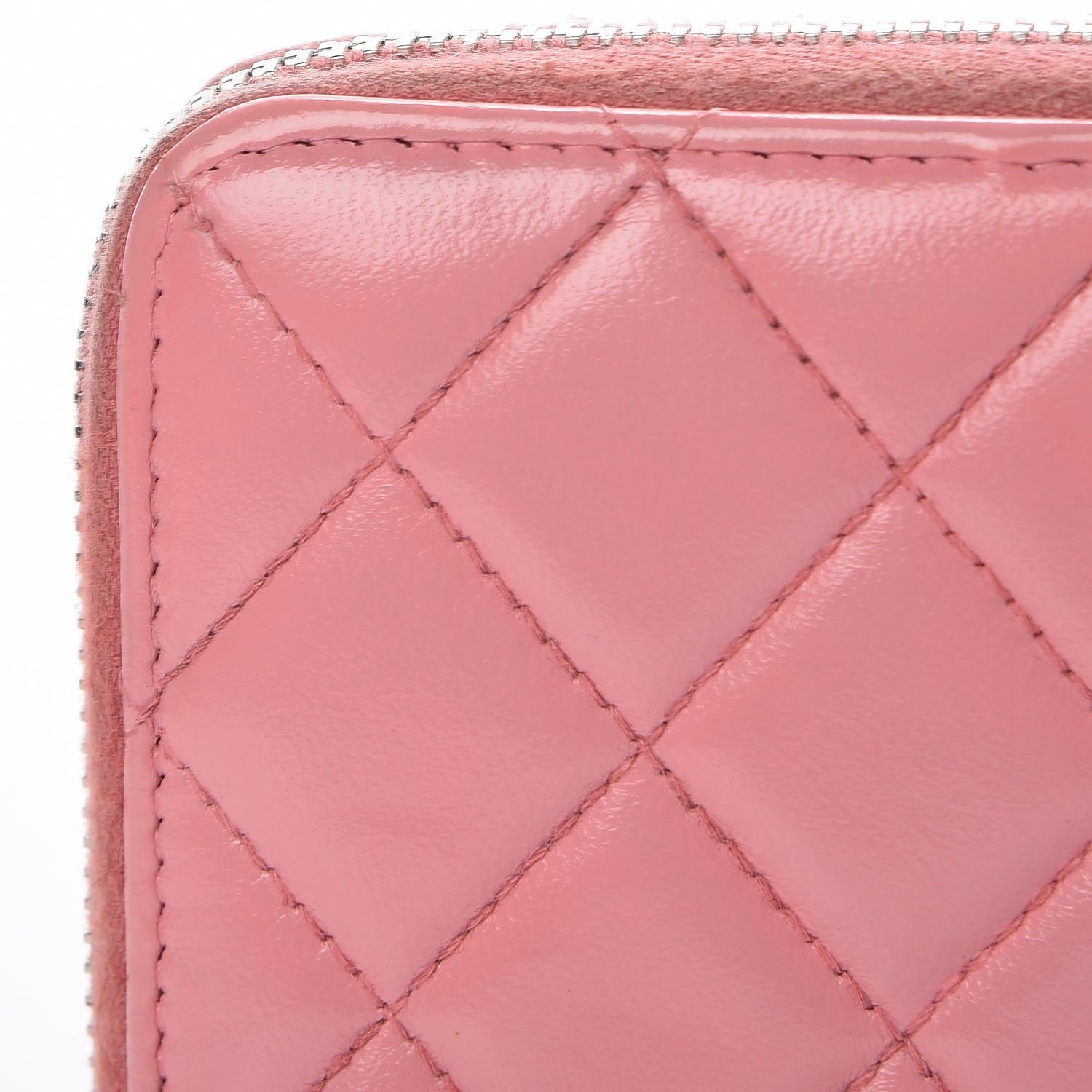 Chanel Lambskin Quilted Large Gusset Zip Around Wallet Pink 11 of 17