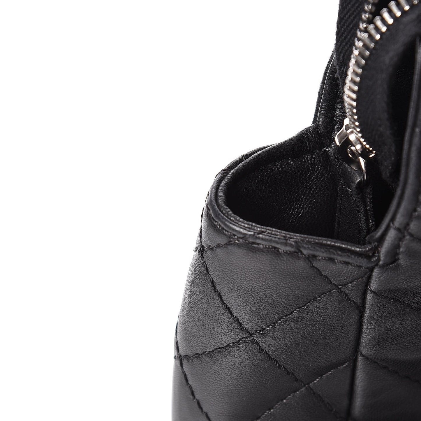 Lambskin Surpique Chevron Quilted Tote Black