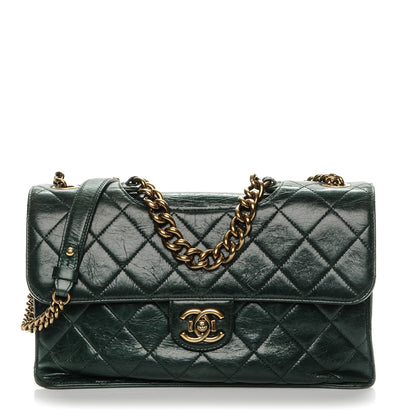 Chanel Glazed Calfskin Quilted Perfect Edge Large Flap Green 1 of 10