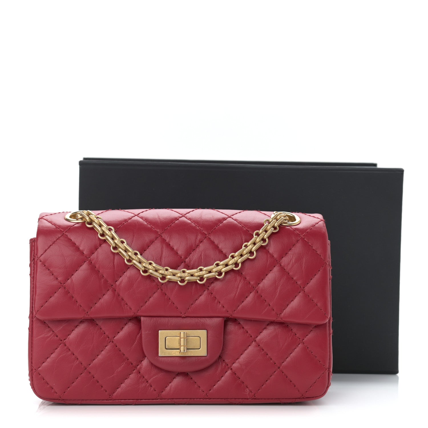 Chanel Aged Calfskin Quilted 2.55 Reissue Mini Flap Red 11 of 11