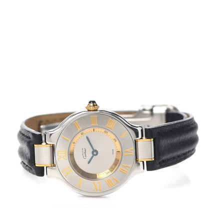 Cartier Stainless Steel 18K Yellow Gold Calfskin 28mm Must De 21 Quartz Watch 2 of 7