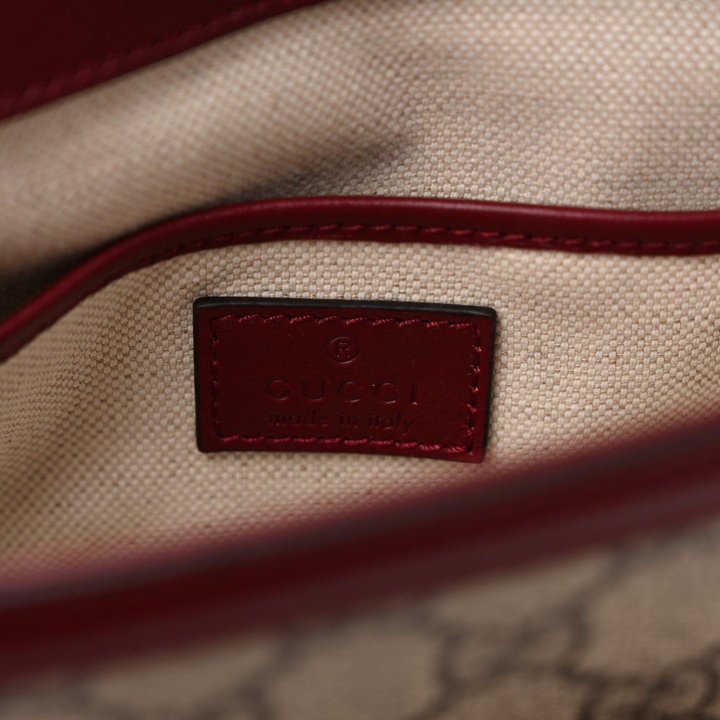 GG Supreme Monogram Horsebit 1955 Soft Small Shoulder Bag Beige Ebony Rosso Ancora